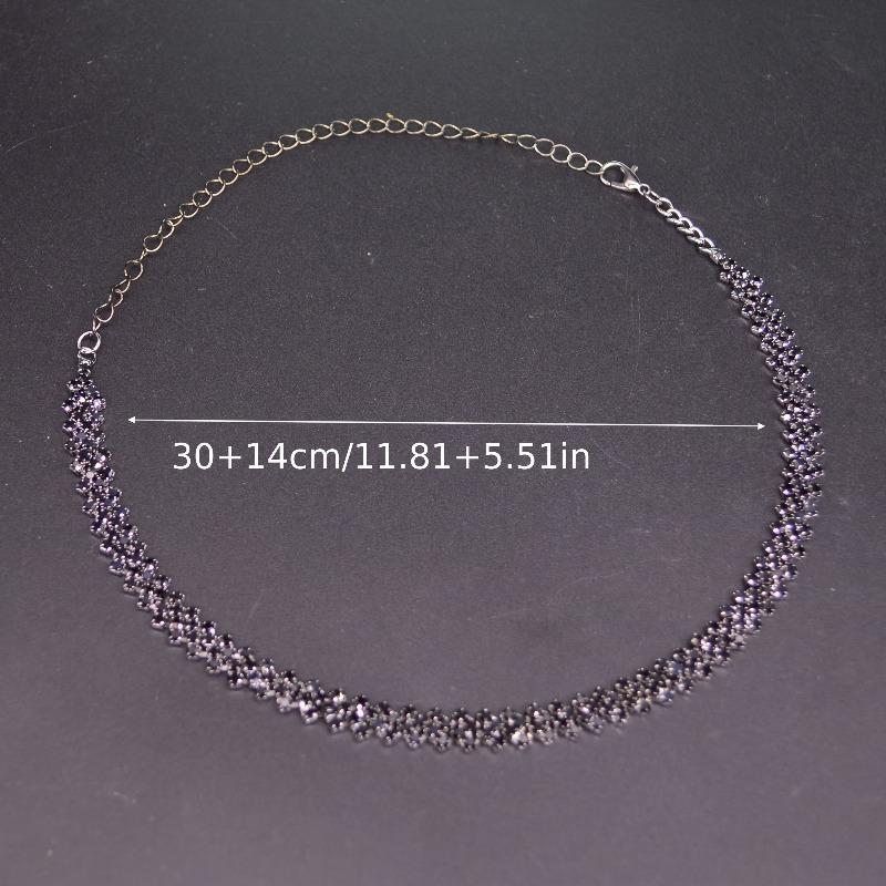 Damski naszyjnik typu choker z gunmetalowymi cyrkoniami, Elegancki do noszenia na co dzień i na imprezy, Wszechstronna biżuteria modowa