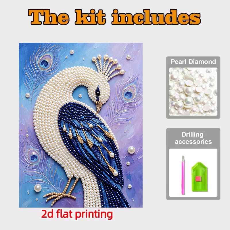Pearl Painting 5D DIY Peacock Gemstone Art Diamond Painting Kit for Adults/Beginners Gift Ideas Home Decor Wall Art Craft Supplies