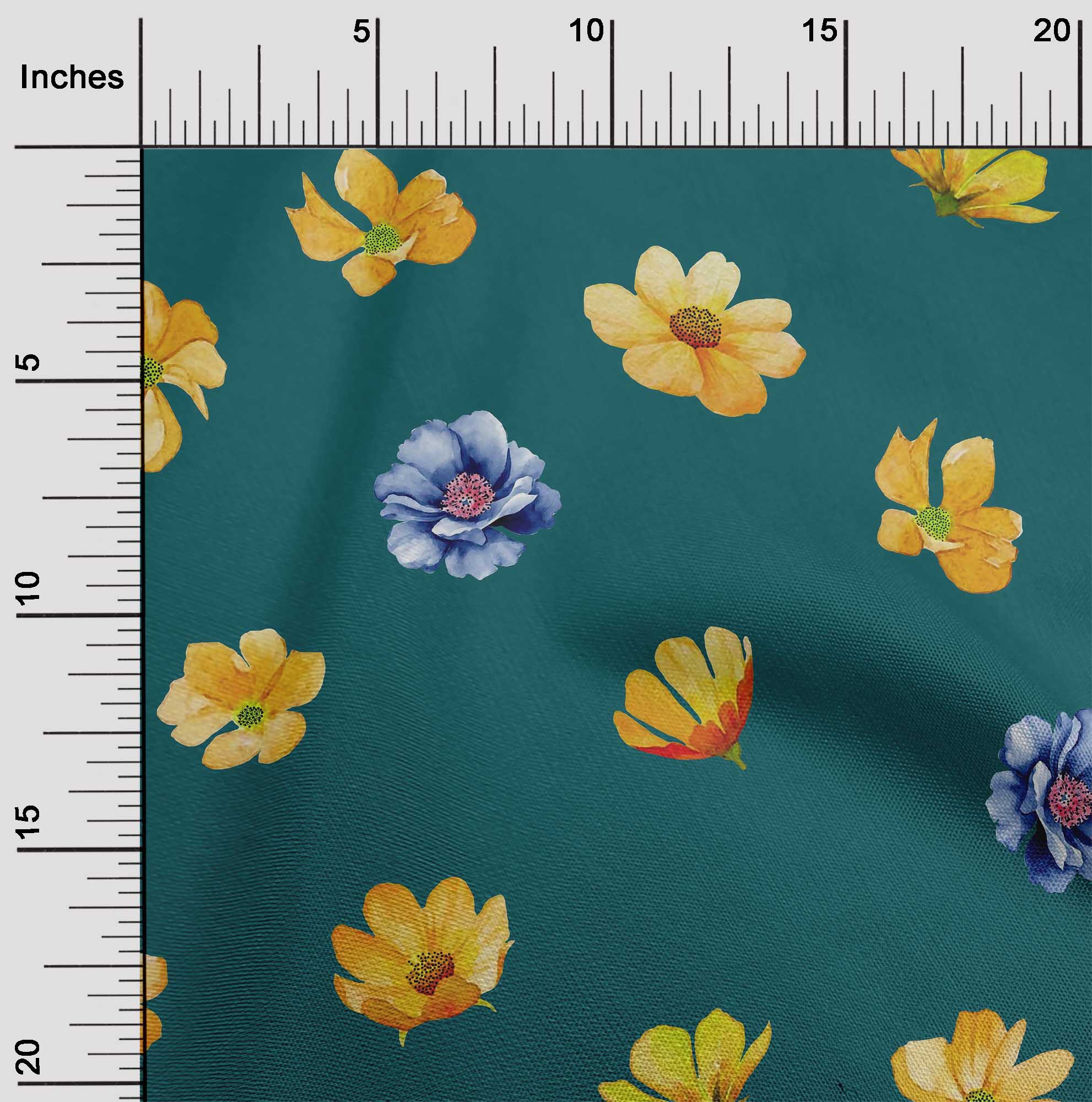 

Бавовняна гнучка тканина oneOone з квітковим аквареллю, 40 дюймів 42 Inch - Viscose Chiffon синій