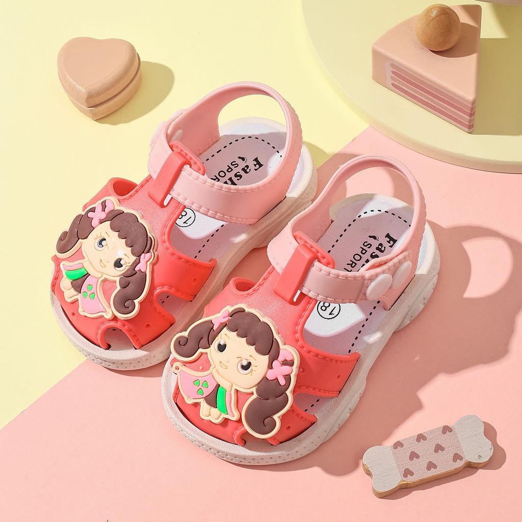 Children's Cartoon Flower and Bow Sandals: Soft, Non-Slip Soles for Toddlers (1-3 Years)