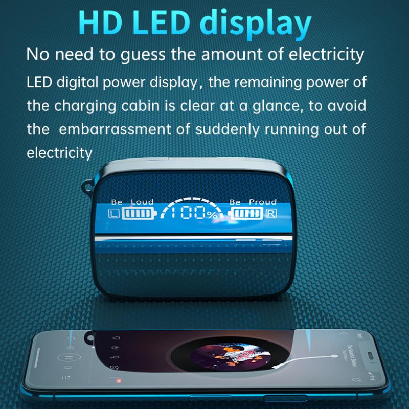 New Product Wireless Dual -ear TWS Charging Display Touch 5.1 Bluetooth Headset