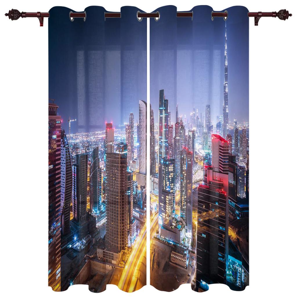 Night Panorama City Luxury Home Curtains Modern Home Supplies Living Room Bedroom Custom Curtains