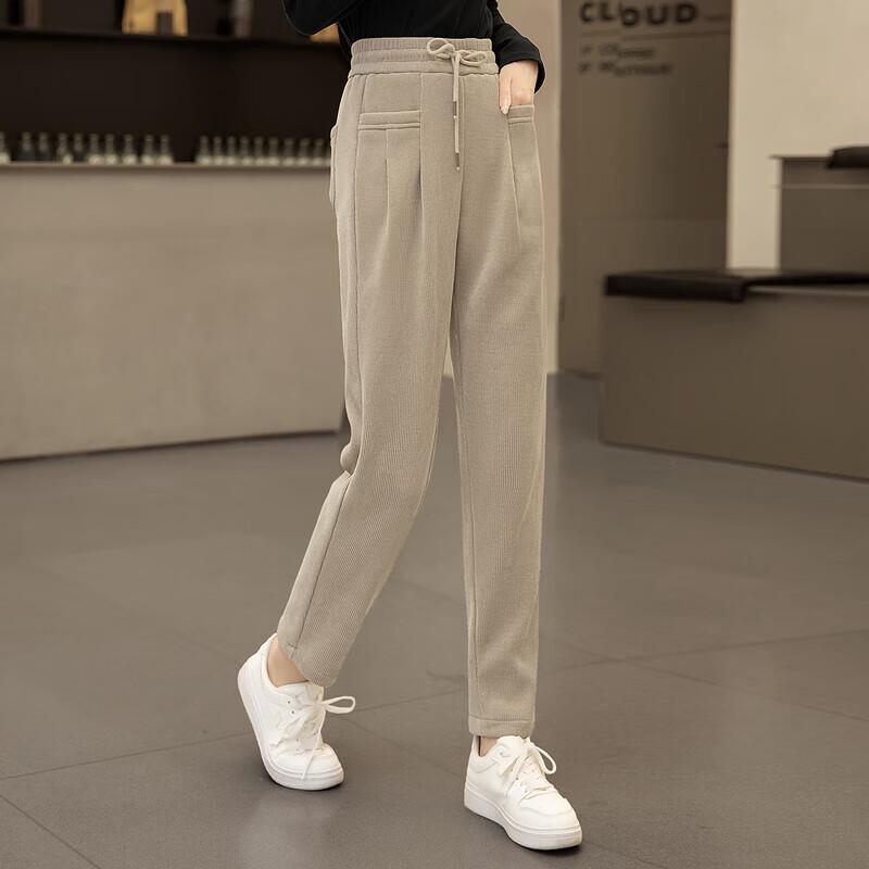 2025 Winter Women's High-Waist Drawstring Fleece-Lined Casual Pants