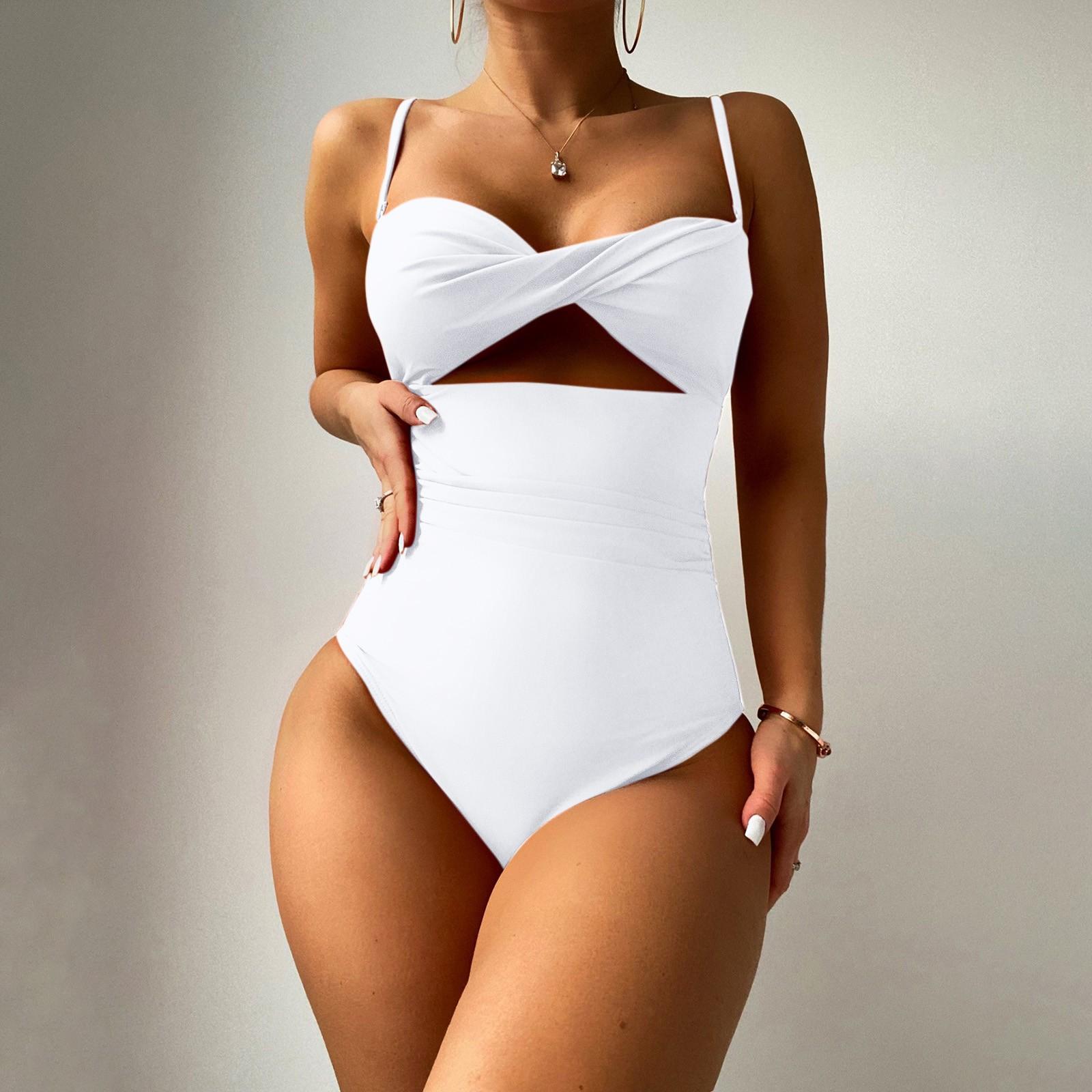 

Женский сплошной цветной купальник. Женский цельный купальник с полыми слингами и высокой талией. M