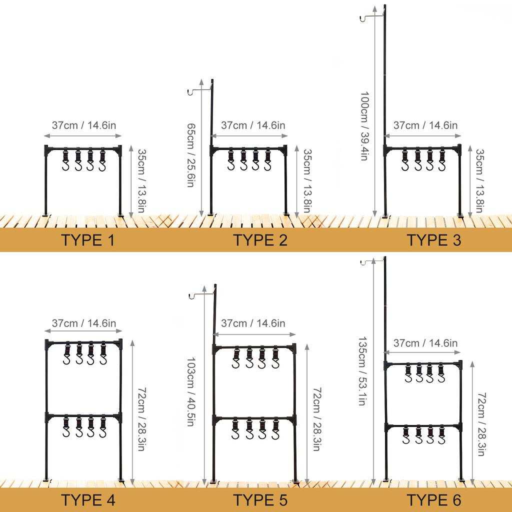 Leichtes, zusammenklappbares Hängeregal für Camping-Kochgeschirr, tragbares Grillwerkzeug für den Außenbereich, Aufbewahrung von Kleidung