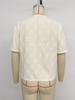 Elegant V-Neck Floral Lace Jacquard Short Sleeve Women's Shirt 2026