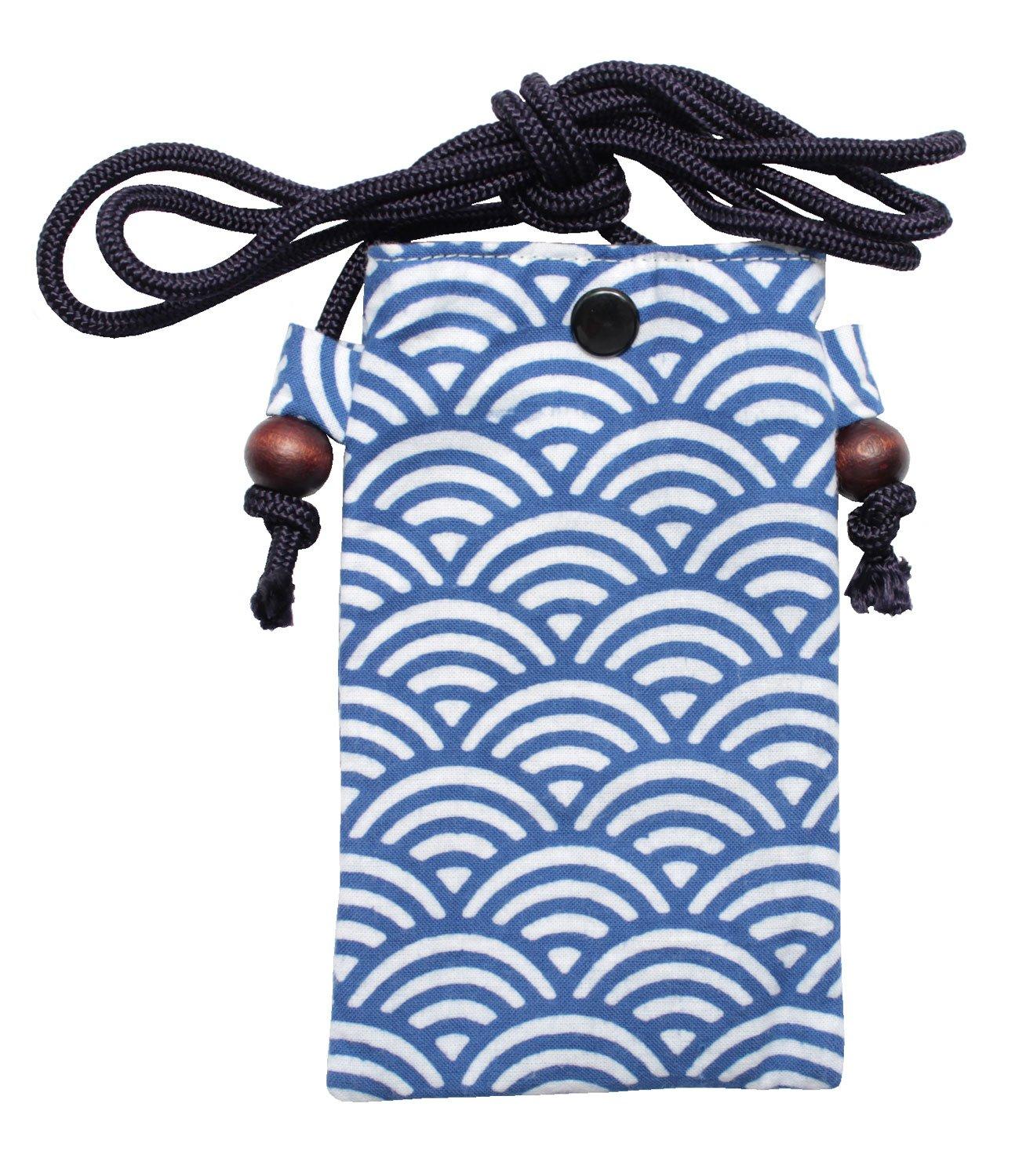 

Maruzen Japanese Pattern Smartphone Bleached Smartphone Seigaiha Size 0 Pouch, Pouch, Pattern, синій