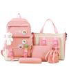 Schoolbag set backpack canvas four-piece set five-piece set student schoolbag Harajuku junior high school students class backpack wholesale