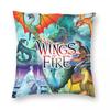 Wings Of Fire Federa Quadrata per Cuscino con Tutti i Draghi Poliestere Lino Velluto Stampata con Zip Decorativa per Cuscino da Divano