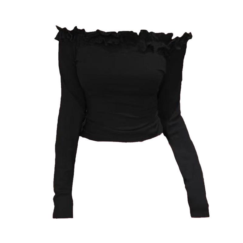 New Spring Vibrant Girly One-Shoulder Slim-Fit Beautiful Top