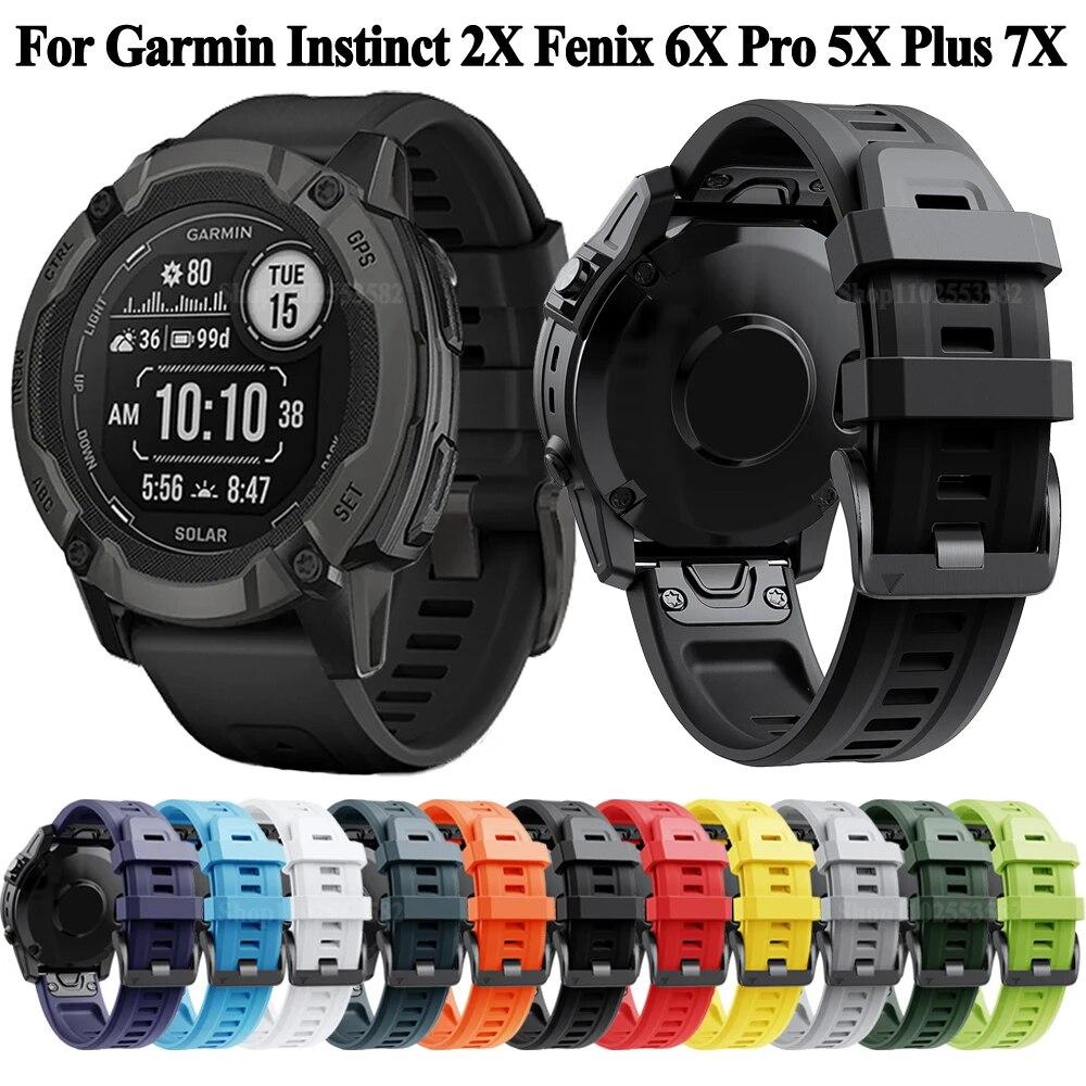 

Силиконовый ремешок QuickFit для Garmin Instinct 2X Solar, ремешок для часов 26 мм, 22 мм для браслета Garmin Fenix ​​6X6 Pro 5X5 Plus 7X7