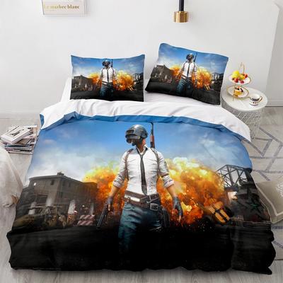 PUBG-Bettwäscheset, Einzel-, Zwillings-, Voll-, Queen- und King-Size-Bett, Game PUBG-Bettset, Schlafzimmer für Erwachsene und Kinder, Bettbezug-Sets, 3D-Druck, Männer und Frauen 034