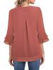Women's V-Neck Double-Layer Chiffon Top with Flare & Tie-Waist Detailing
