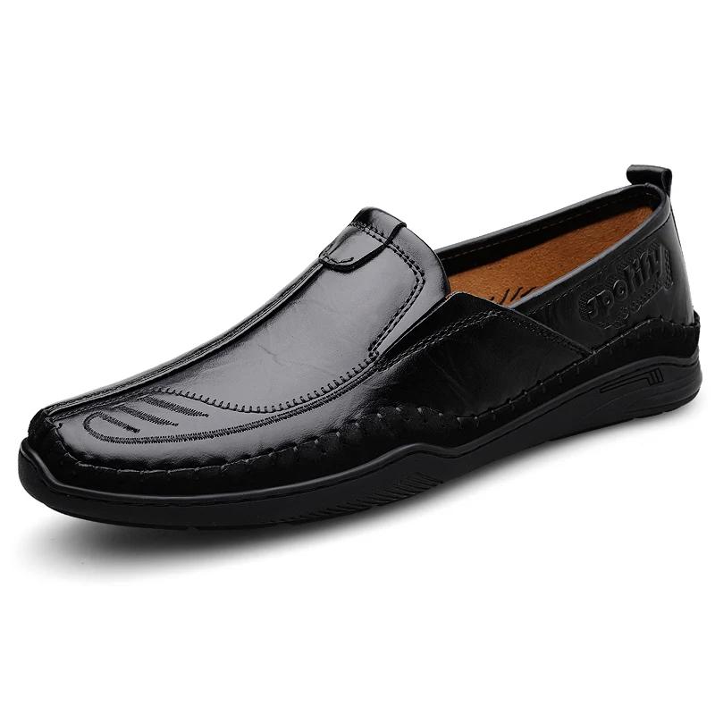 Men Genuine Leather Shoes Formal Dress Office Loafers Large Size Casual Soft Mens Business Comfortable Non-slip Driving Shoes