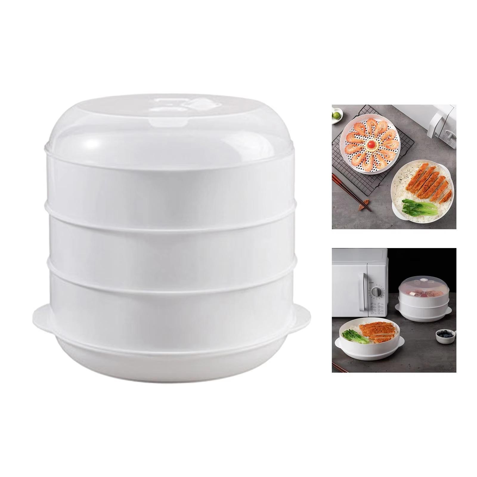 

Microwave Steamer Basket with Lid Multi-functional Plastic Steaming for Home Kitchen one size белый