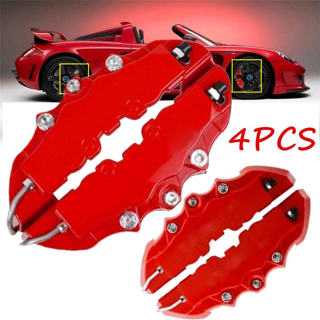 2 Pairs 3D Red Car Disc Brake Caliper Covers Front/&Rear For BMW Benz Suzuki Audi