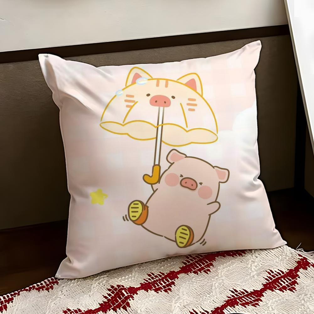 Cartoon LLulu Pig Pink Cushion Cover Reversible Soft Durable Pillow Cover Home  Car MultiScene Use for Daily Comfort
