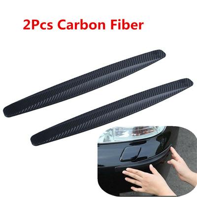 2x Black Carbon Fiber Texture Anti-rub Protector Car SUV Bumper Edge Guard Strip