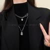 Women's Double Layered Chain Pendant Necklace - Hip Hop Style, Cool Design, High-End Accessory