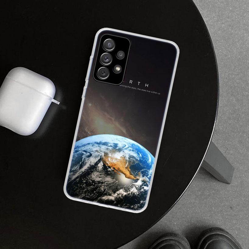 Erdsterne Weltraum Handyhülle Cover für Samsung Galaxy A12 A22 A32 A52 A72 A02S A51 A50S A31 A20S A10S Note 20 Ultra 10 Plus Gala