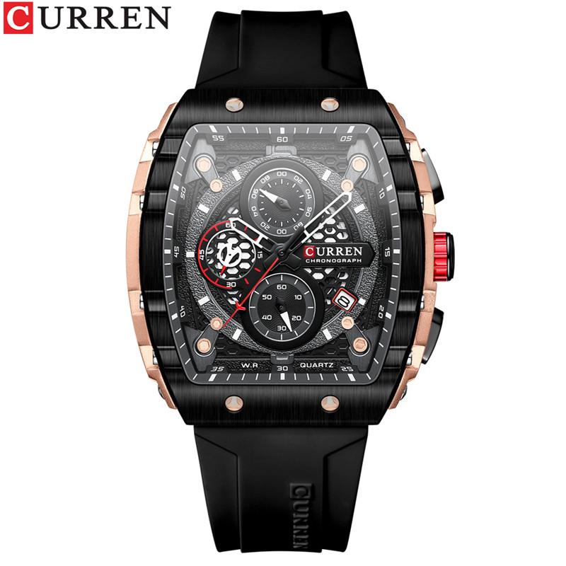 CURREN Man WristWatch Waterproof Chronograph Date Men Watch Military Top Brand Luxury Silicone Original Sport Male Clock 8442