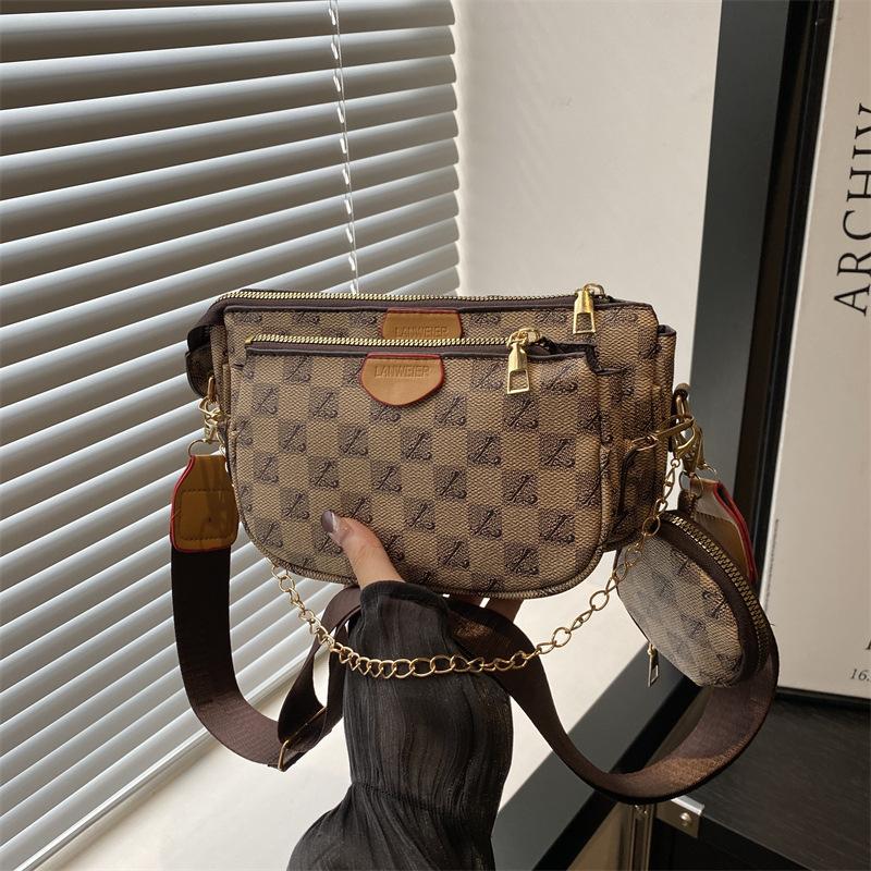 

Повседневная простая популярная сумка через плечо большой вместимости, женская модная универсальная нишевая дизайнерская текстурированная сумка-мессенджер темные хаки