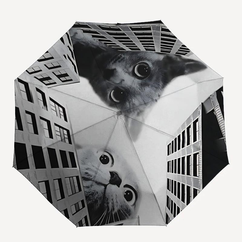 

1pc Cat Architecture Automatic Open/Close Umbrella Compact Folding Umbrella, All-Season Portable Umbrella for Women/Men169