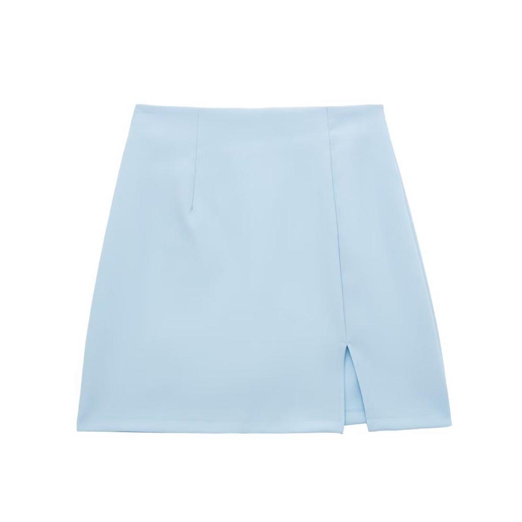 Otoño 2023 Skort de Cintura Alta Multicolor con Abertura en el Bajo para Mujer