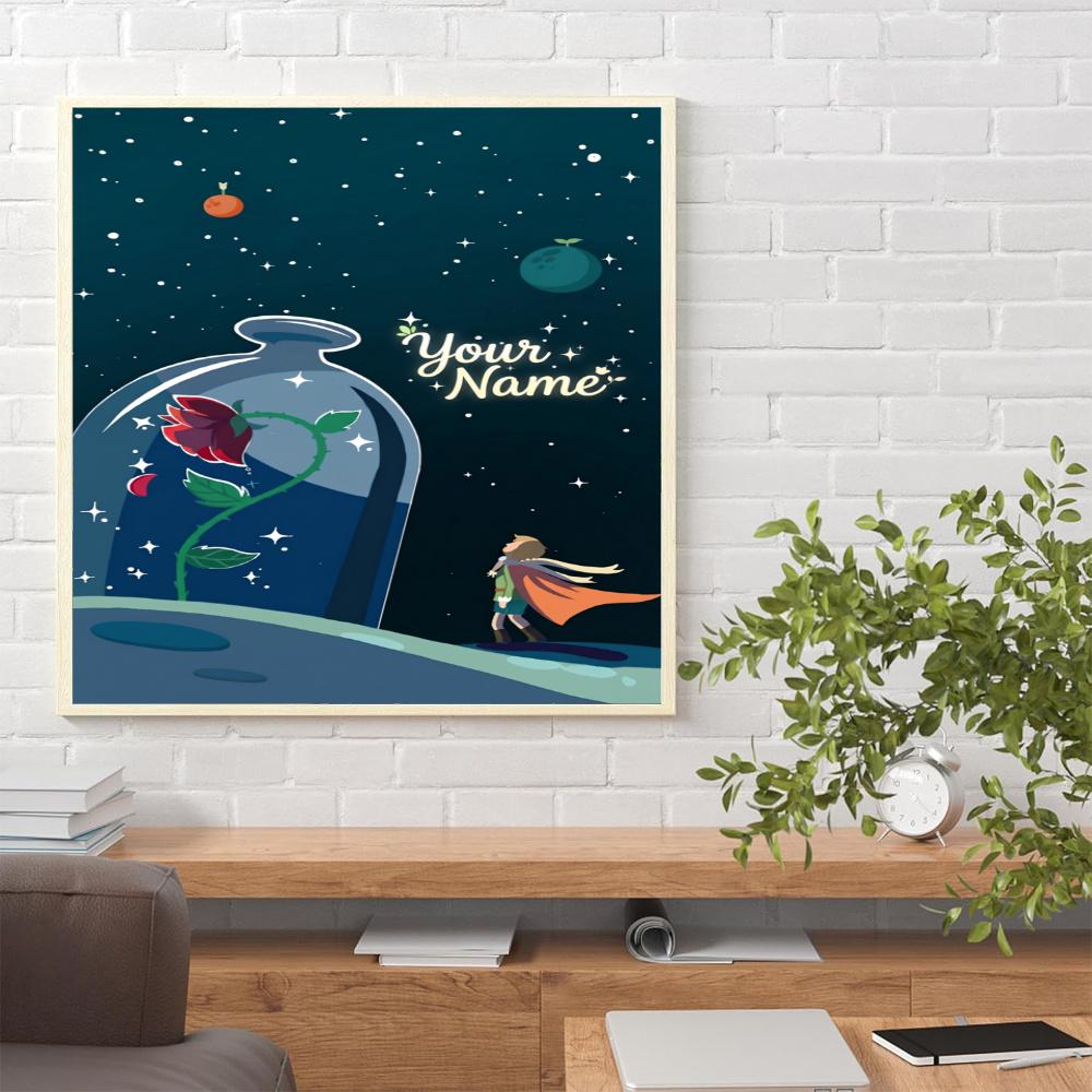 Little Prince Customize Your Name Diamond Painting Round Diamond Rhinestones Mosaic Diamond Embroidery Wall Paintings Rhinestones Gift Frameless