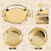 4 Stück Goldener Tablett Metall Eisen Goldene Platte Rund Schmuckschale Tablett für Dekoration Ornamente Buffet Obst Kuchen Partyzubehör