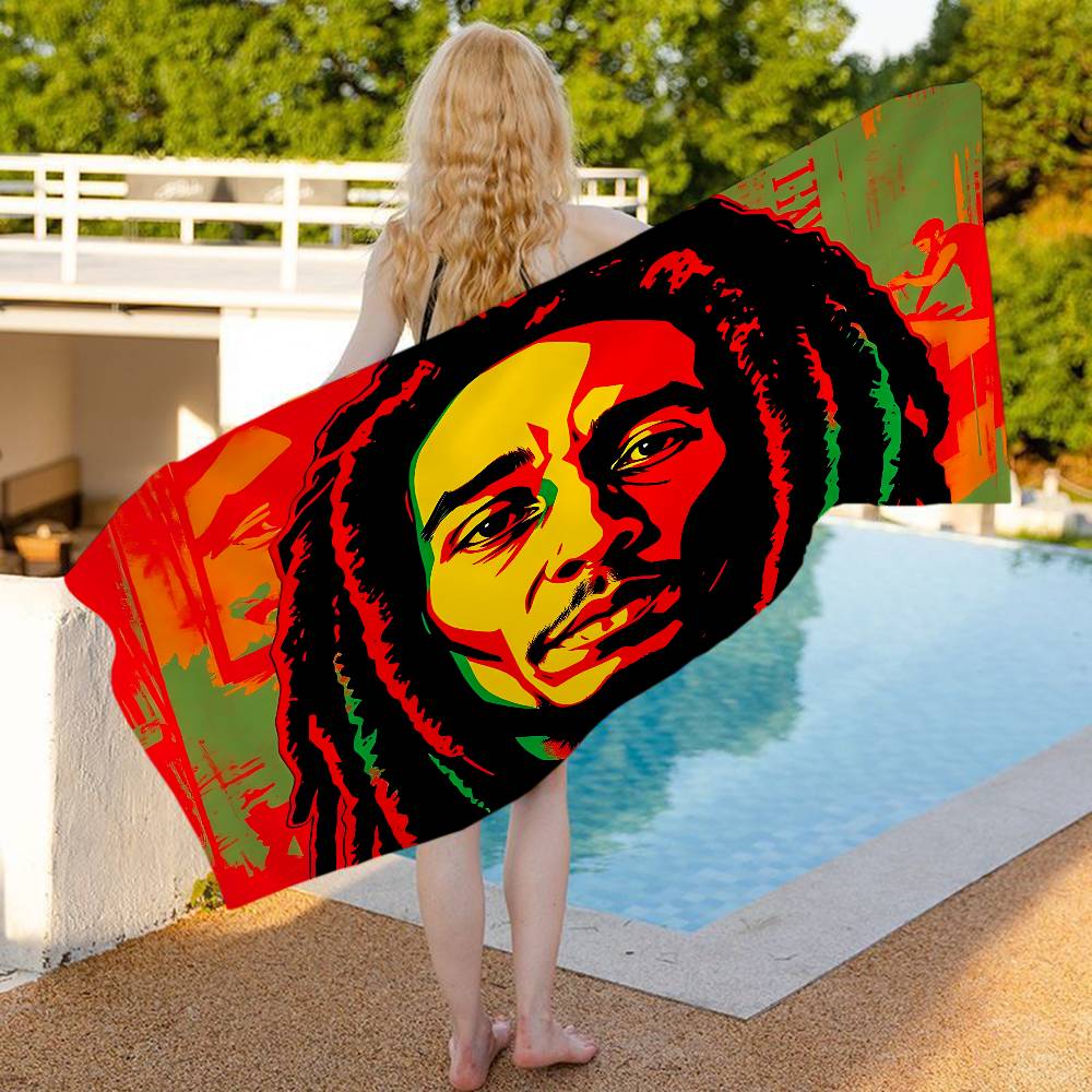 Bob Marley Rasta Löwe Mikrofaser Bedrucktes Strandtuch Bergsteigen Yoga Strand Schwimmen Laufen Saugfähiges Weiches Handtuch