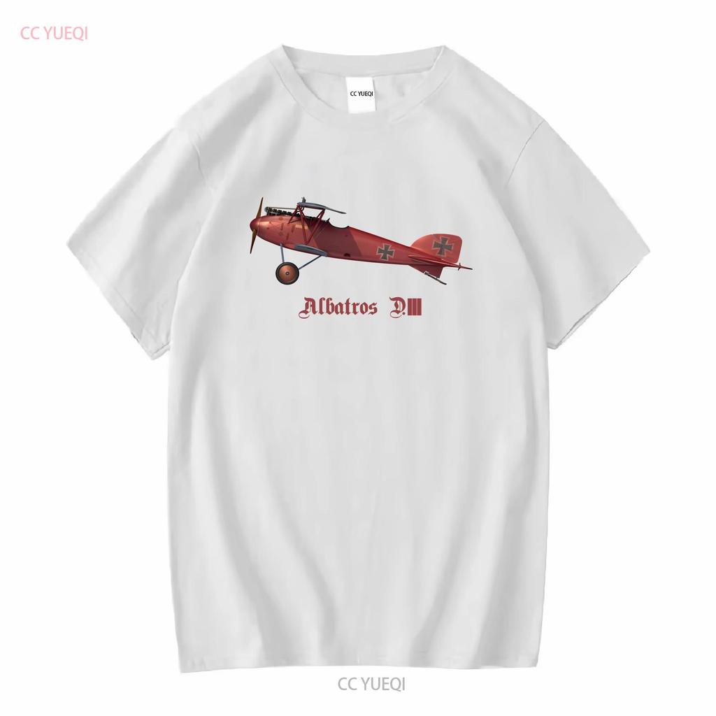 WW1 German Fighter Albatros D III Jersey  T Shirt long or sleeves vintage Washed graphic fashion Versatile Stretched Slightly