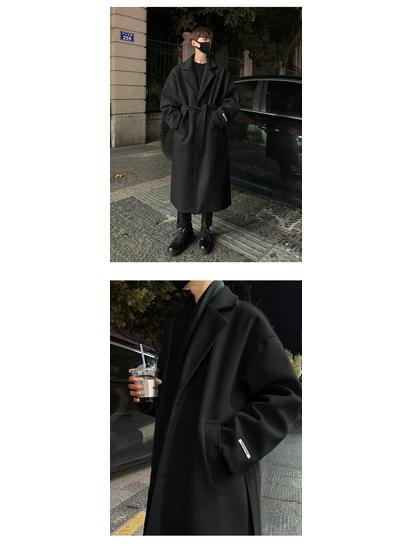 Unisex Over-the-Knee Wool Trench Coat - Mid-Length, Stylish High-End Winter Outerwear