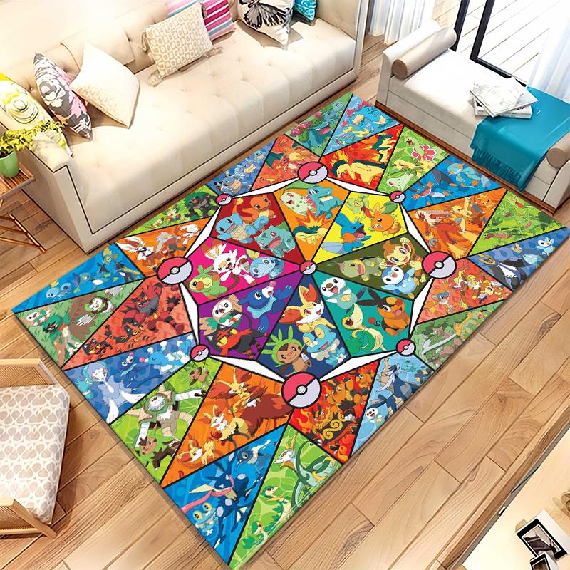 Kawaii Pokemon Pikachu Cartoon Living Room Non-Slip Area Rug Soft Carpet for Bedroom Kids Playroom Sofa,Home Decor Doormat Gift 40x60cm