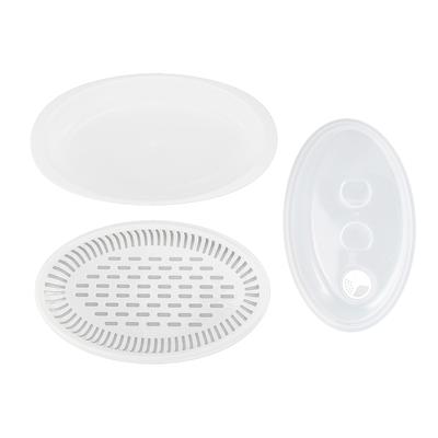 Microwave Steamed Fish Plate with Cover PP Fast Heat Conduction Microwave Steamed Fish Container