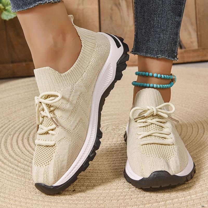 Fashion Mix Color Breathable Knitted Sneakers Women 2025 Autumn Platform Sport Shoes Woman Comfortable Non Slip Running Shoes Female