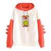 Women's Printed Contrasting Dinosaur Loose Casual Hoodie