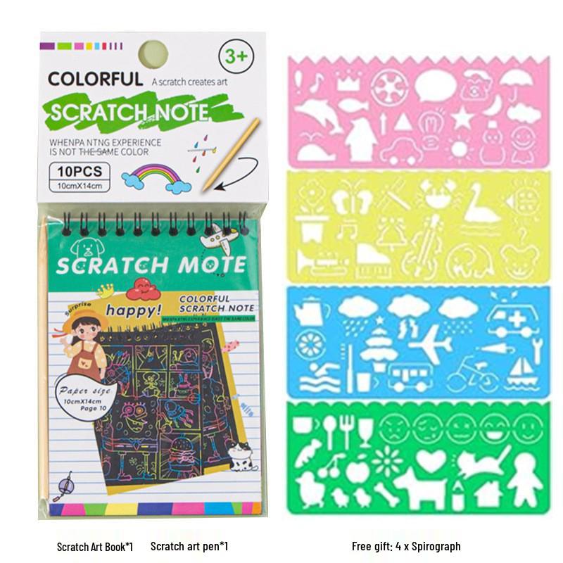 Colorful Scratch Painting Set: Fun DIY Doodle Book for Kids & Parents 10x14 cm