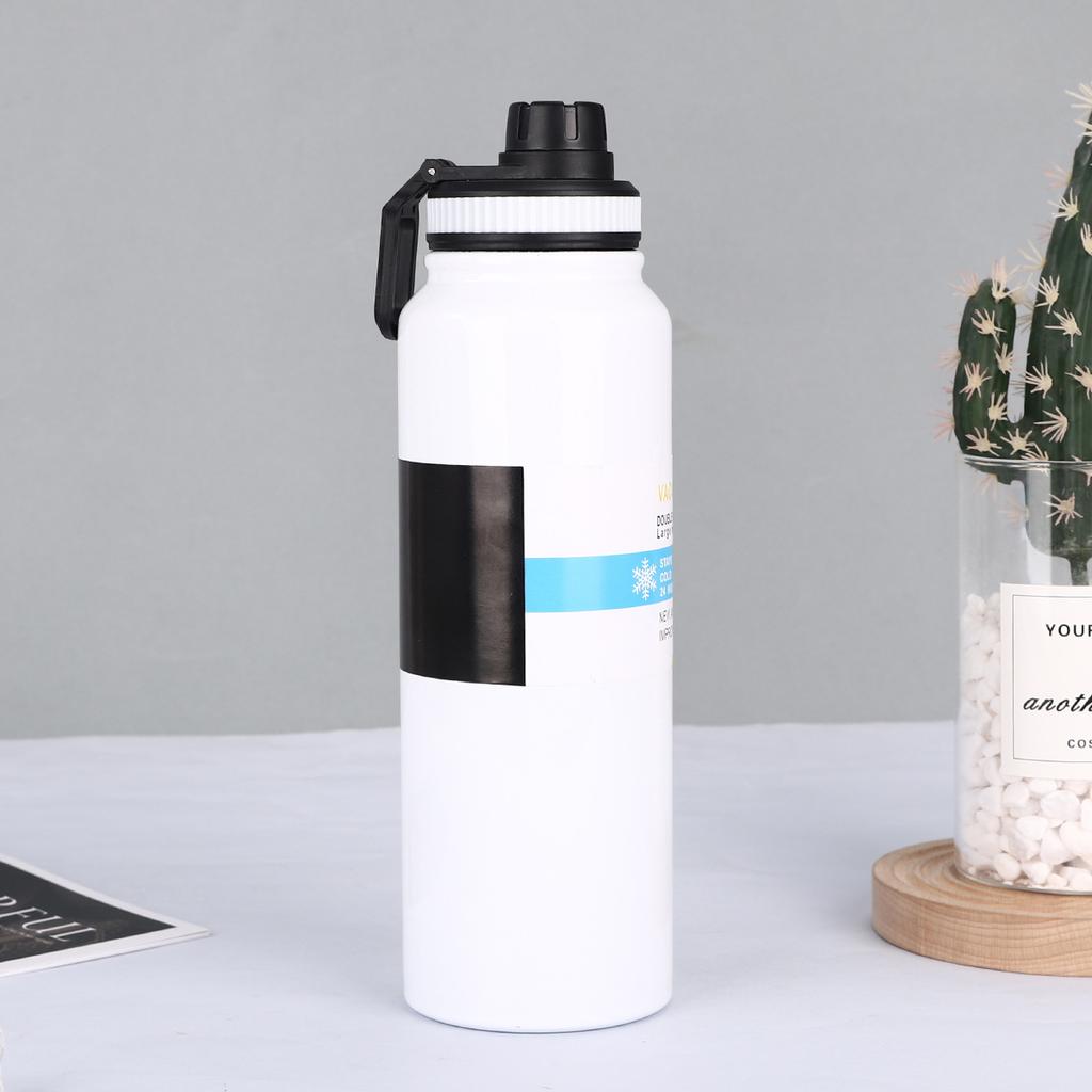 Nová dvouvstvá nerezová ocel odolná proti pádu přenosná venkovní fitness opasek rukojeť sportovní rovná láhev na pití velkokapacitní konvice