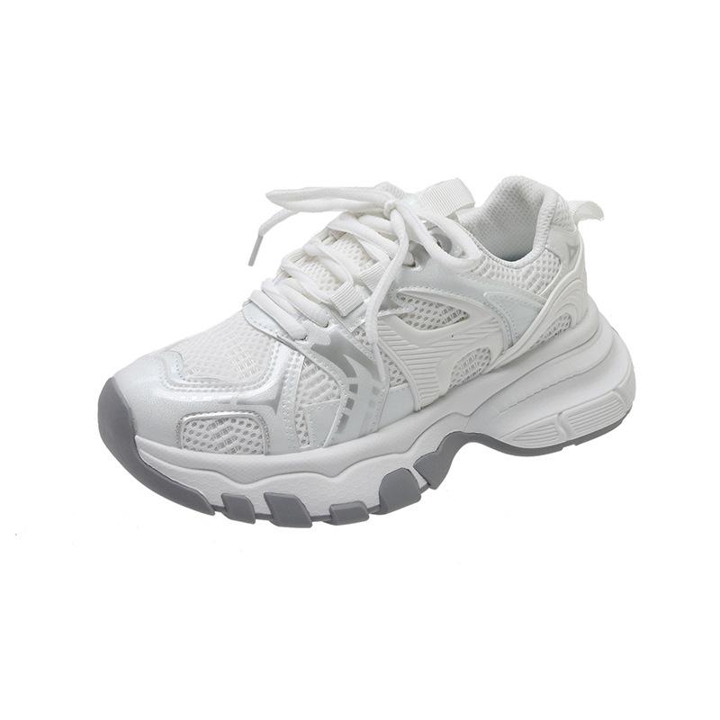 Showing Small Feet, White Versatile Height-increasing Platform Dad Shoes, Women's 2025 New Spring and Autumn Lightweight Versatile Sports Shoes