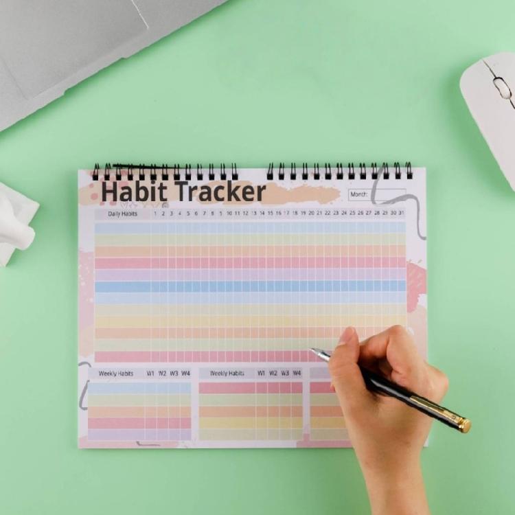 Daily Goal and Habits Trackers with Binding and Custom Layouts Colorful Habits Trackers Calendar for Daily Goal Setting