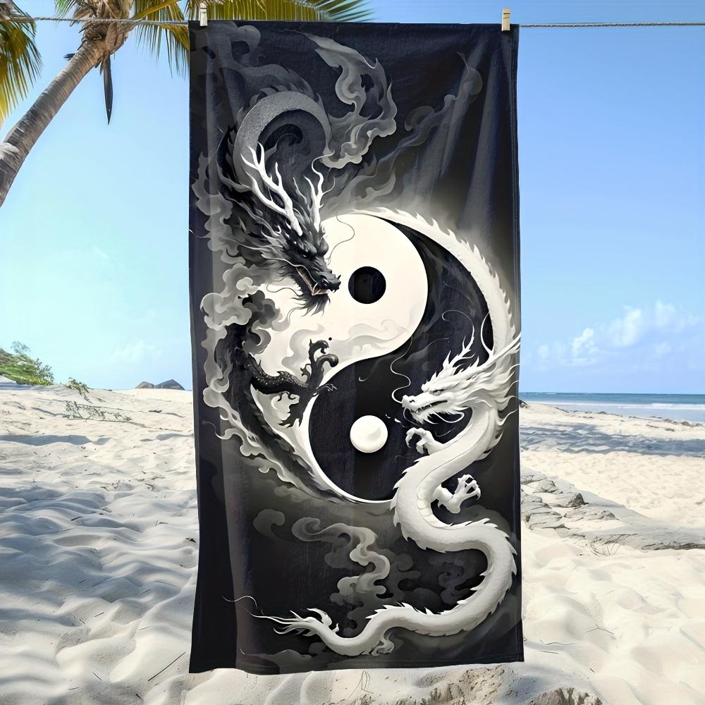 

1PC Black & White Yin Yang Dragon Polyester Beach Towel, Quick Dry Soft Travel Towel for Men Women, Lightweight for Swimming Bea W40*H60(CM)