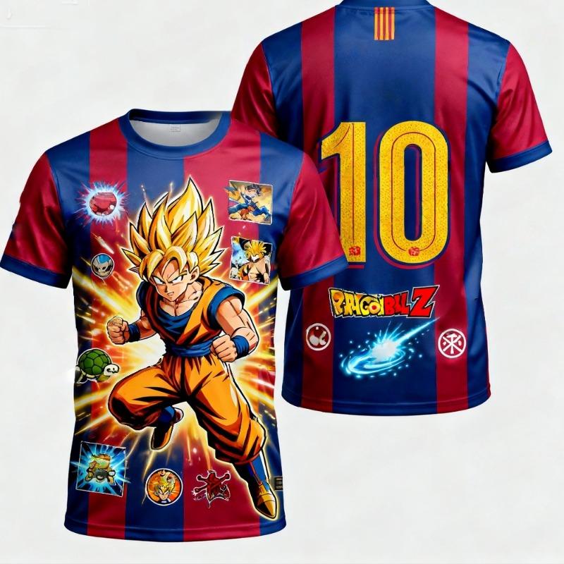 2026 New Dragon Ball Z Goku Anime Football Jersey Summer Plus Size Breathable Jersey Cosplay Short Sleeve T-shirt