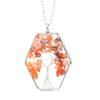 Hand-Wound Natural Gravel Crystal Hexagonal Loose Root Tree Of Life Fortune Tree Necklace Women'S Necklace N18