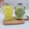 Garrafas de Suco de Plástico Transparente com Cabeça de Urso Grande de 700ml Perfeitas Para Sucos Smoothies Leite e Bebidas Caseiras Copo de Plástico Selado