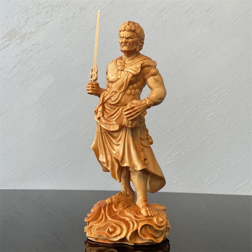 Wooden Buddha standing statue of natural cliff Buddha Buddha decorative Buddha principal wooden ornament 18cm x width 8cm x depth statue, Acala, oak,