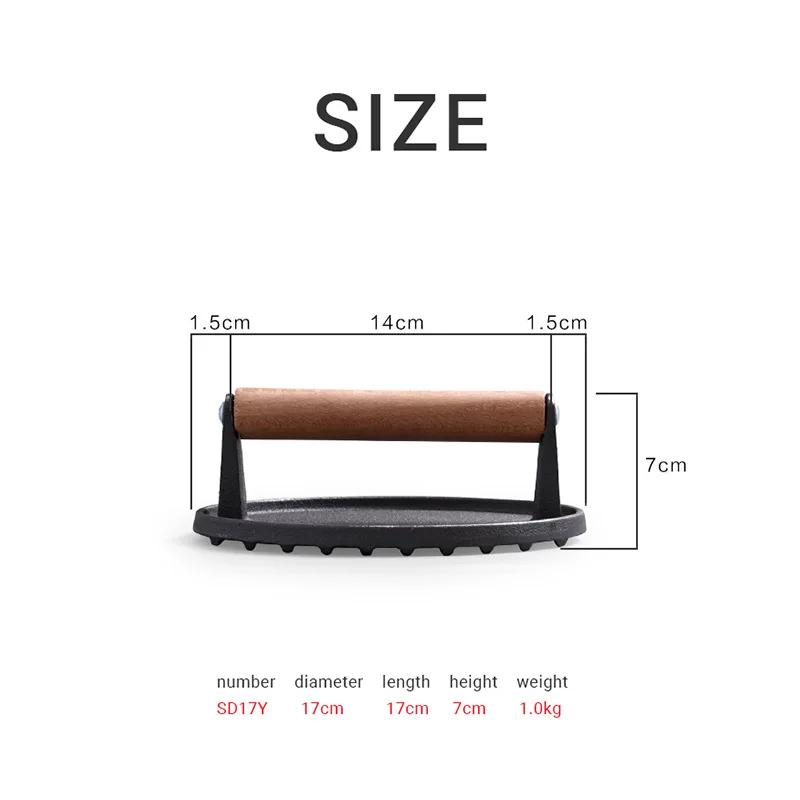 Steakpresse Gusseisen Antihaftgriff Presse Fleisch Rund Grillutensilien Hamburger Fleischpresse Werkzeug Küchenzubehör