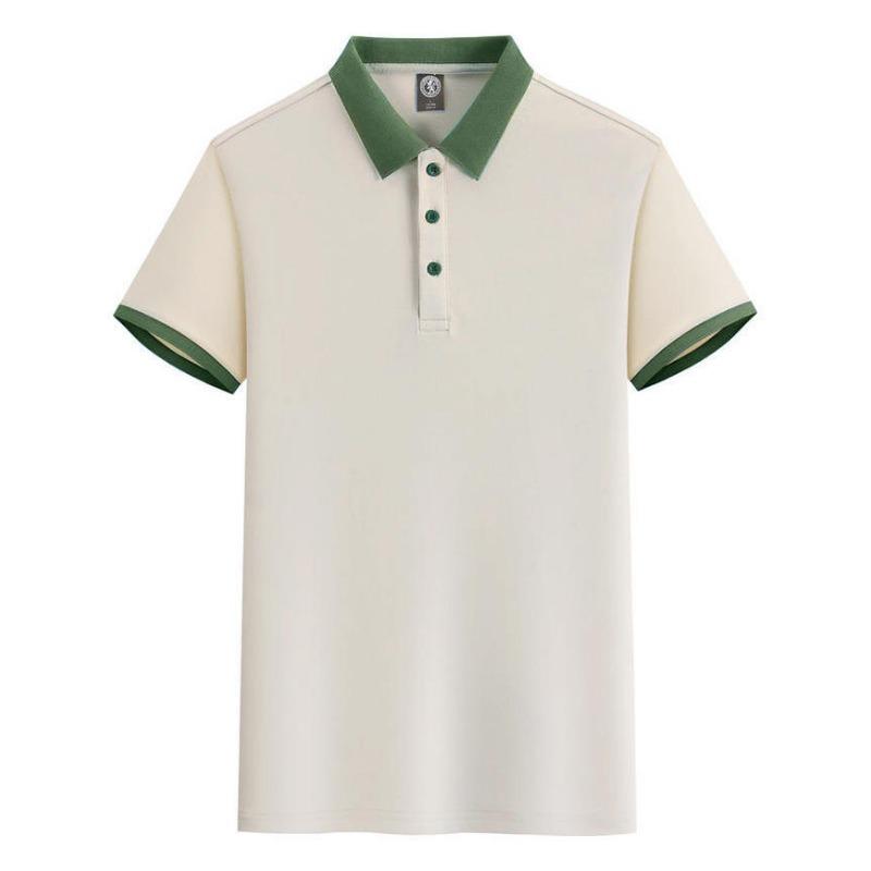 Men's Contrast Collar Short Sleeve Polo Shirt Solid Color Casual Top