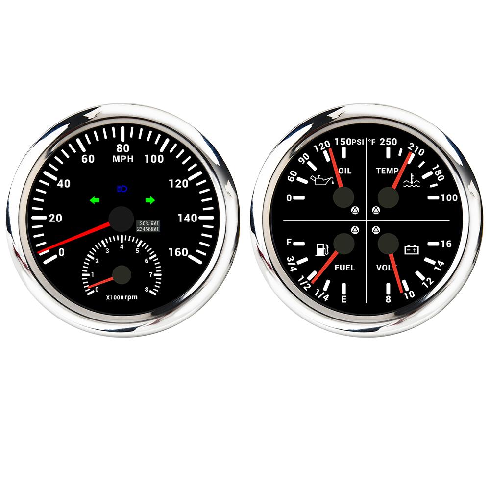 ELING 110MM GPS Speedometer 0-120KMH 0-200KM/H 0-120M 0-160MPH with RPM Tachometer with 4in1 Multifunction Meter with Backlight