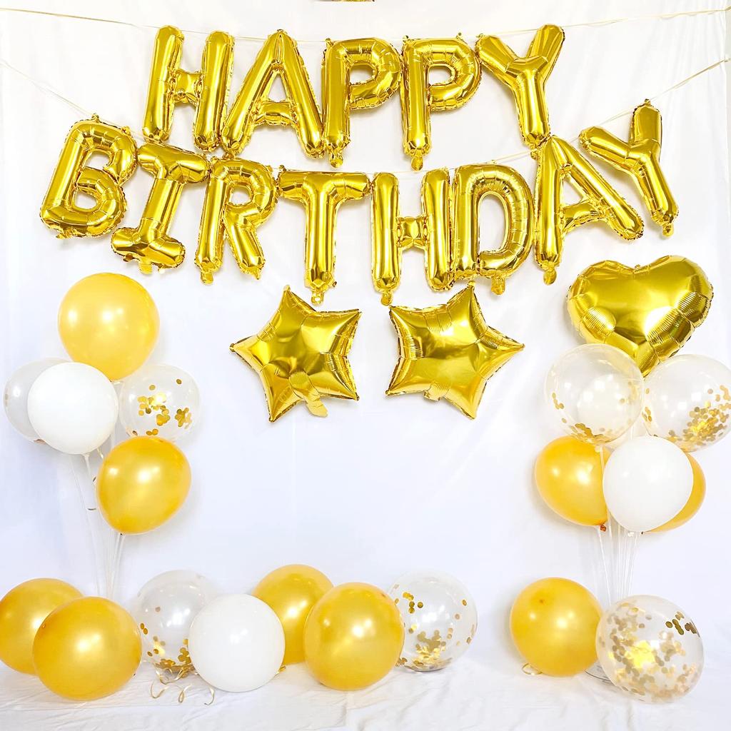 Iysoll Birthday Balloon Decoration Set Gold Happy Birthday Garland Confetti Balloons Party Celebration Unisex